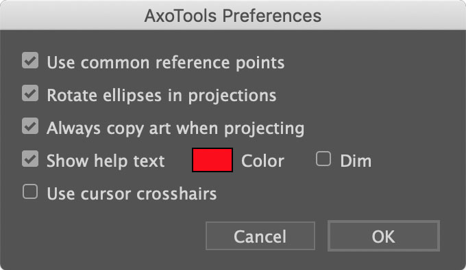 AxoTools preferences dialog