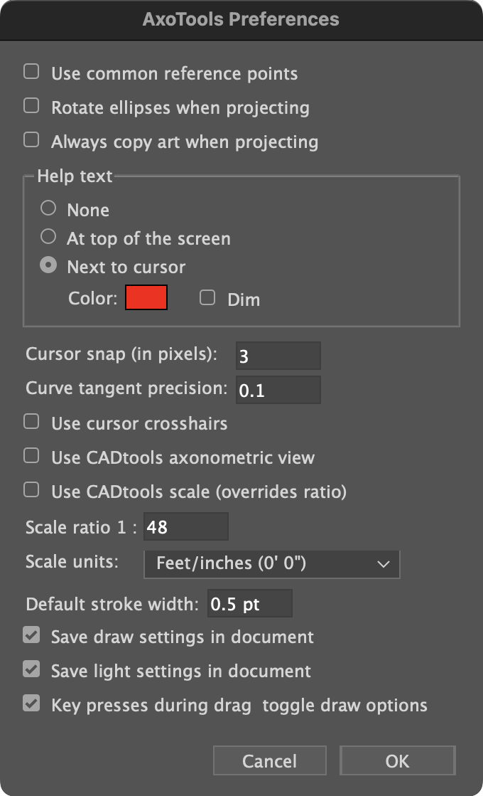 AxoTools preferences dialog