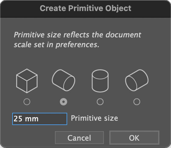 AxoTools Primitives dialog