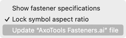 menu to update fasteners doc