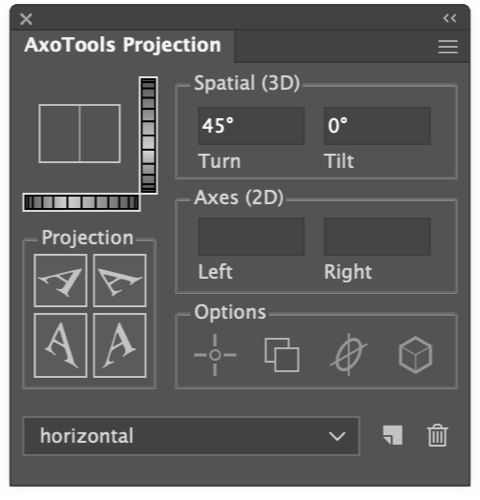 Projection panel with 0 tilt