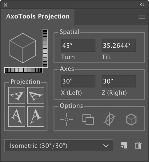 Graffix AxoTools projection panel
