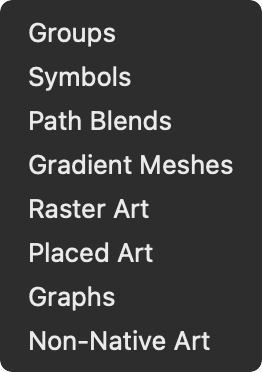 Select Menu basic art types