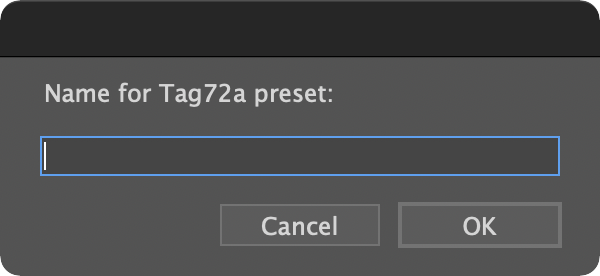 Preset name dialog